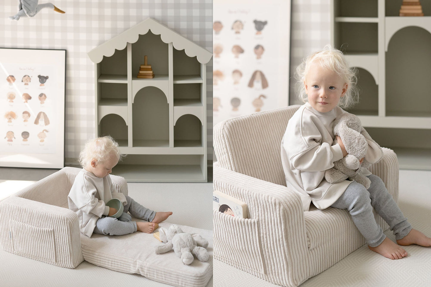 Lumi Børnestol – Corduroy – Vanilla